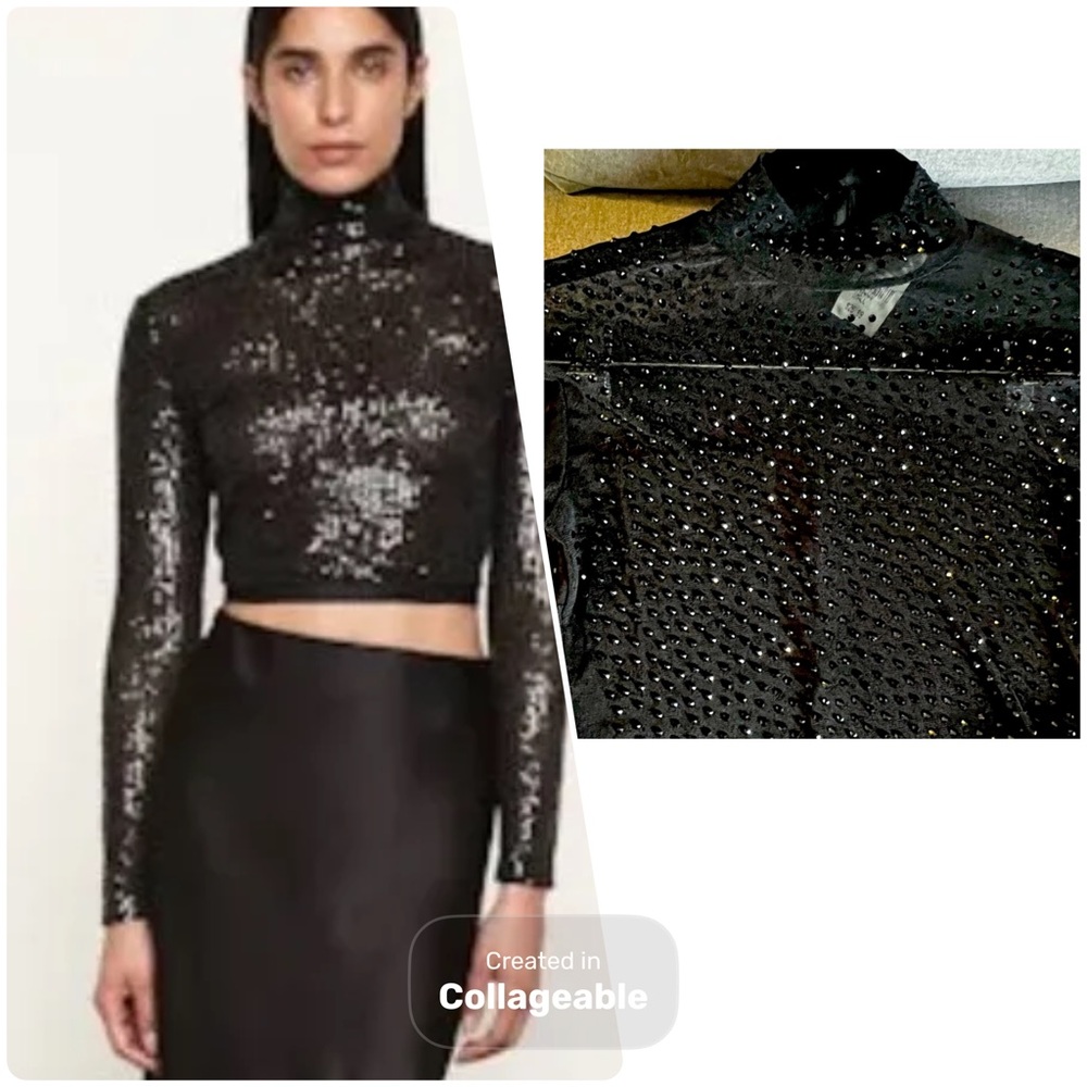 ‼️WOW‼️Black 🖤Sequin Crop Top‼️NWT Unknown designer.🖤